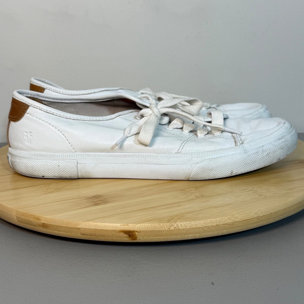Frye Ivy Low Lace Sneaker Women 8.5 White Leather Heritage Casual Classic Preppy